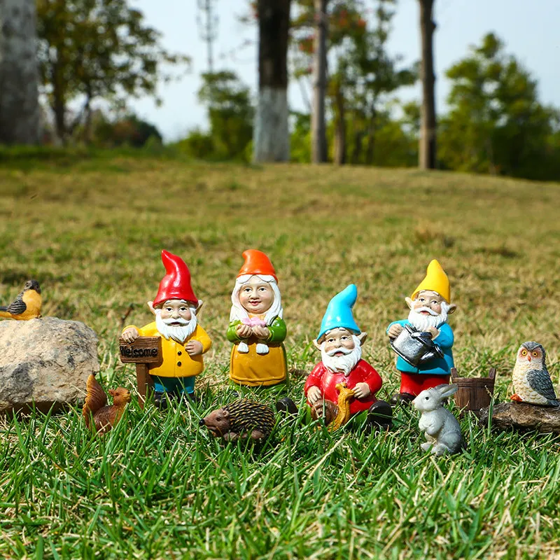 10-Piece Set Mini Garden Dwarf Resin Decorations for Garden Yard Living Room Decorations