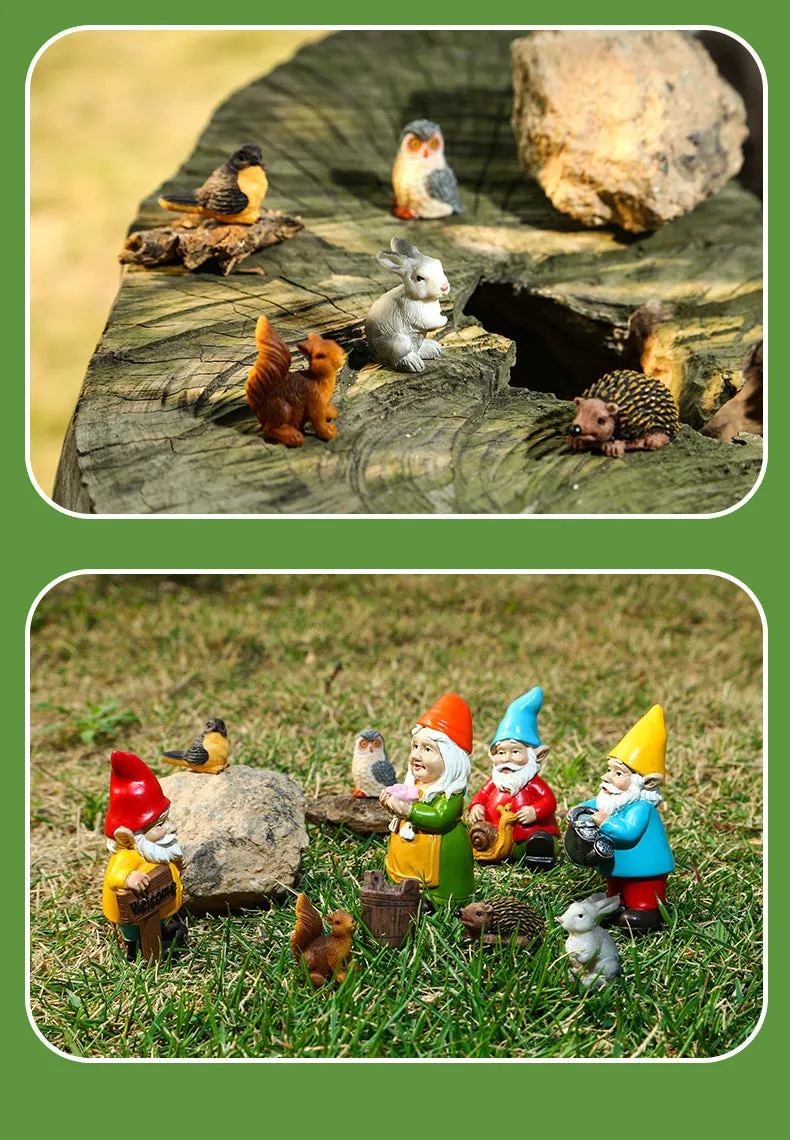 10-Piece Set Mini Garden Dwarf Resin Decorations for Garden Yard Living Room Decorations