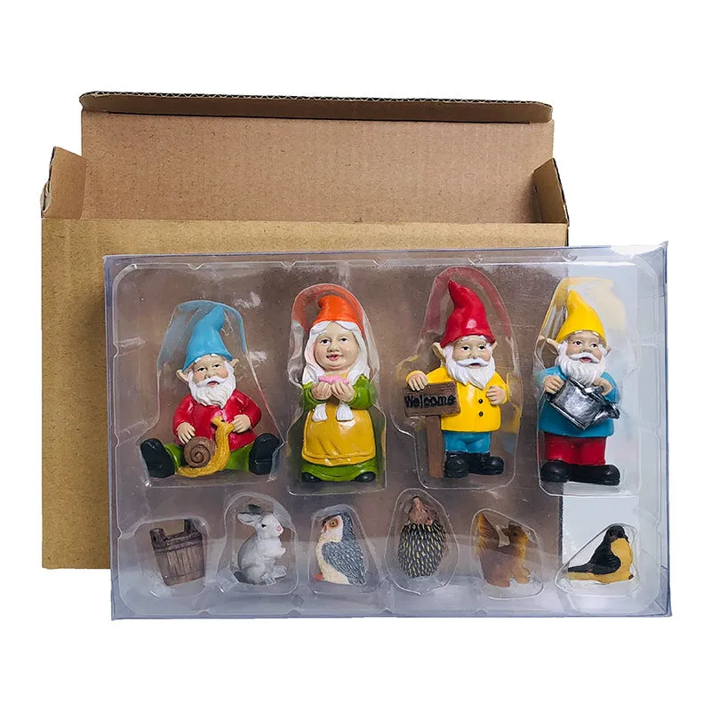 10-Piece Set Mini Garden Dwarf Resin Decorations for Garden Yard Living Room Decorations