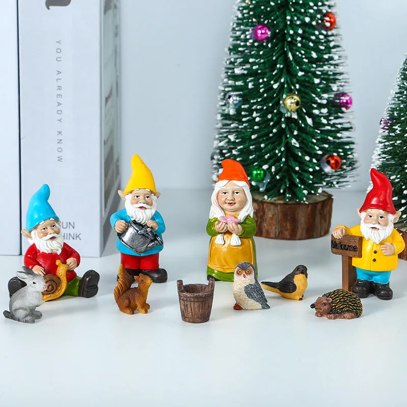 10-Piece Set Mini Garden Dwarf Resin Decorations for Garden Yard Living Room Decorations