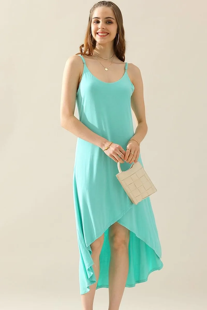 2 LAYER UNBALANCE HIGH-LOW MAXI DRESS