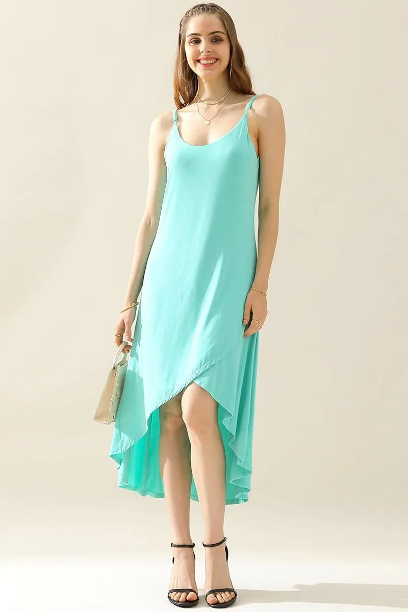 2 LAYER UNBALANCE HIGH-LOW MAXI DRESS