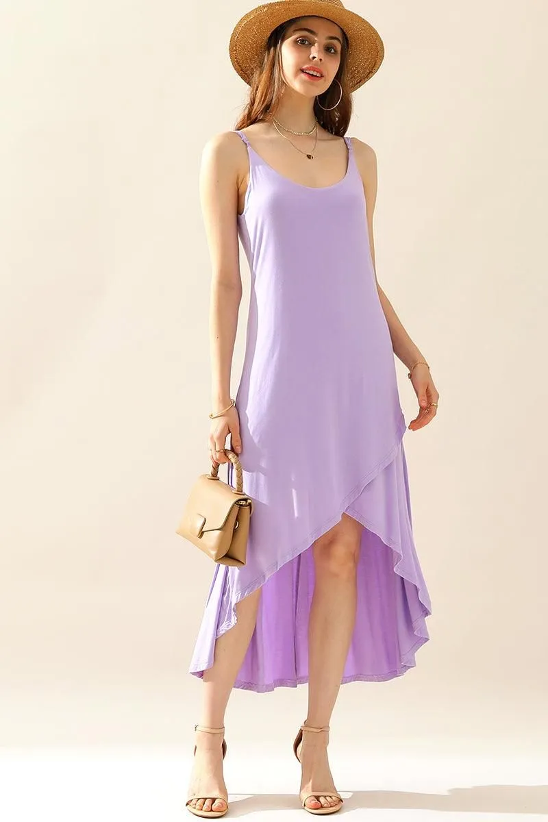 2 LAYER UNBALANCE HIGH-LOW MAXI DRESS