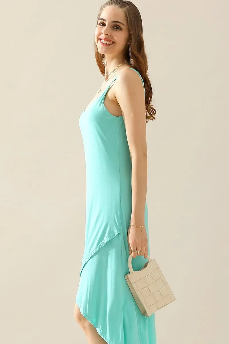 2 LAYER UNBALANCE HIGH-LOW MAXI DRESS