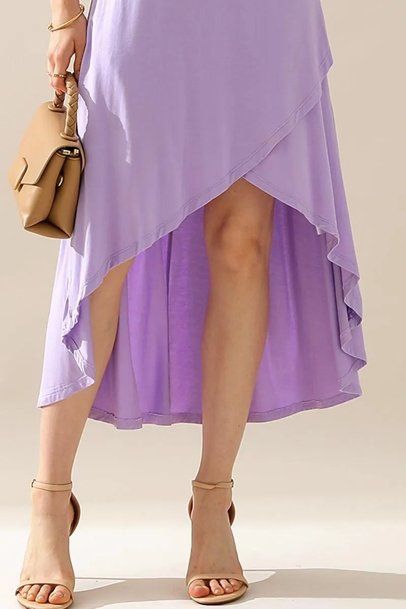 2 LAYER UNBALANCE HIGH-LOW MAXI DRESS