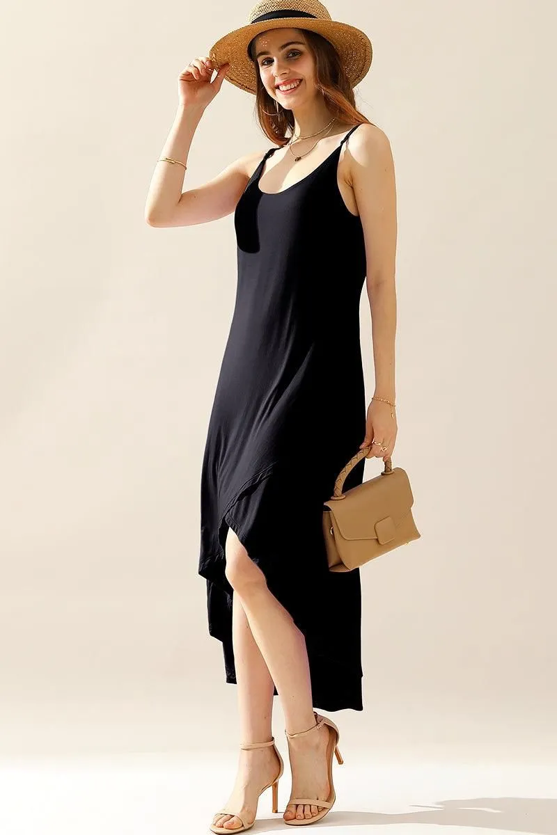 2 LAYER UNBALANCE HIGH-LOW MAXI DRESS