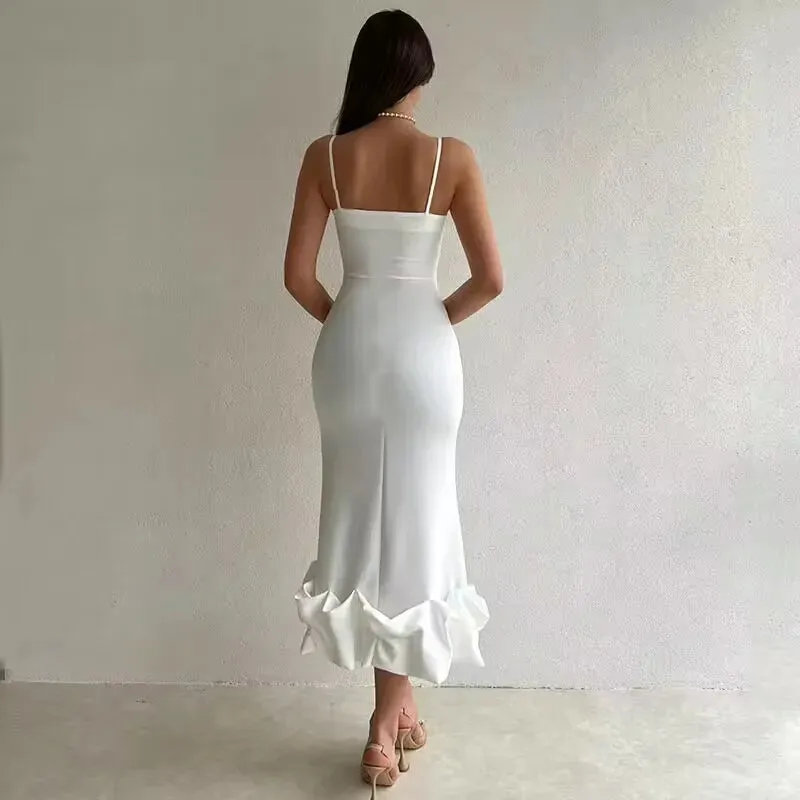 2024 Summer Sexy Sleeveless Backless Elegant Midi Dress