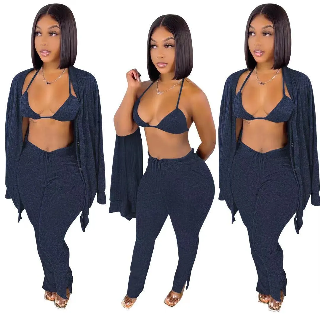 3 piece set women cardigan,women knit knitted boutique fall bra  3 pc piece sweater cardigan and leggings long pants set