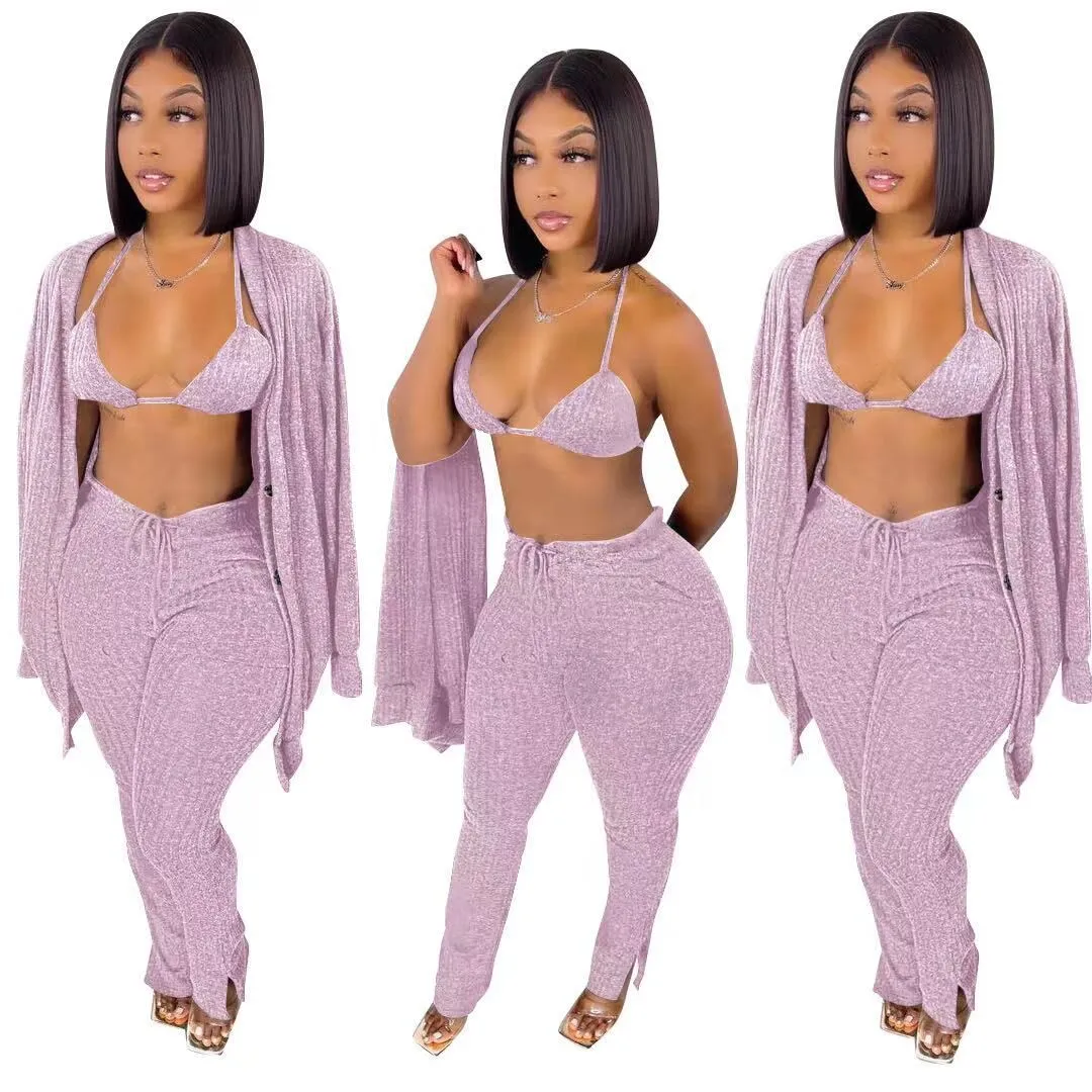 3 piece set women cardigan,women knit knitted boutique fall bra  3 pc piece sweater cardigan and leggings long pants set