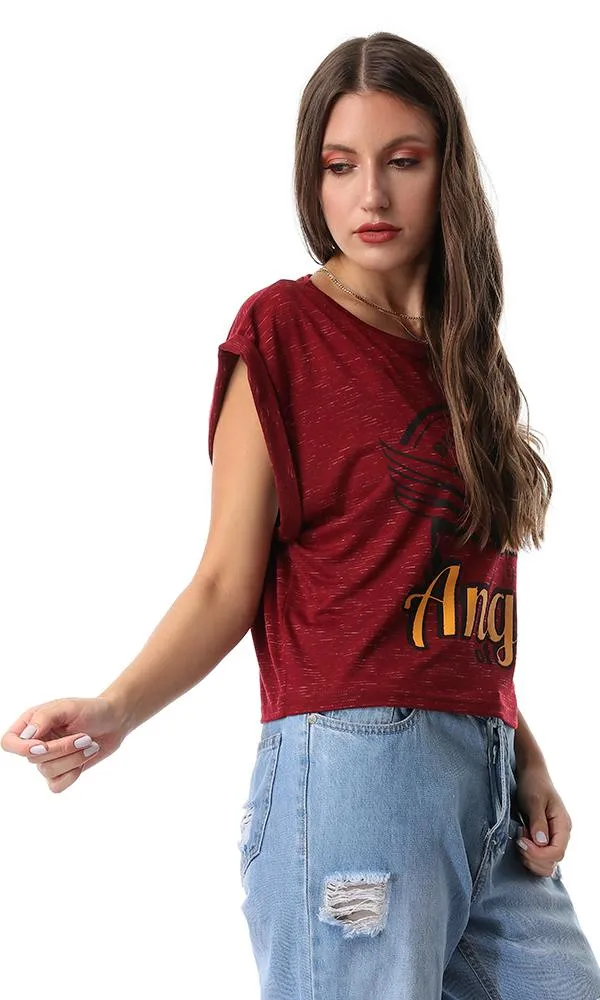 53662 Baseball Club Maroon Cropped Tee