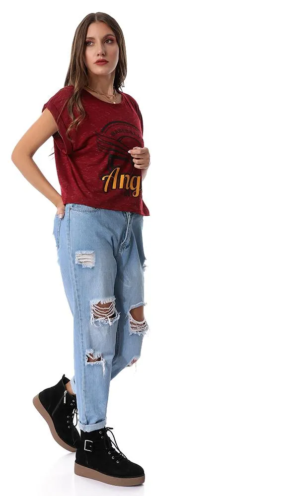 53662 Baseball Club Maroon Cropped Tee