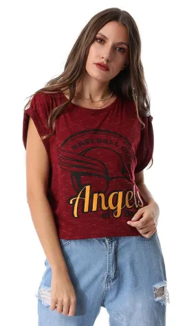 53662 Baseball Club Maroon Cropped Tee