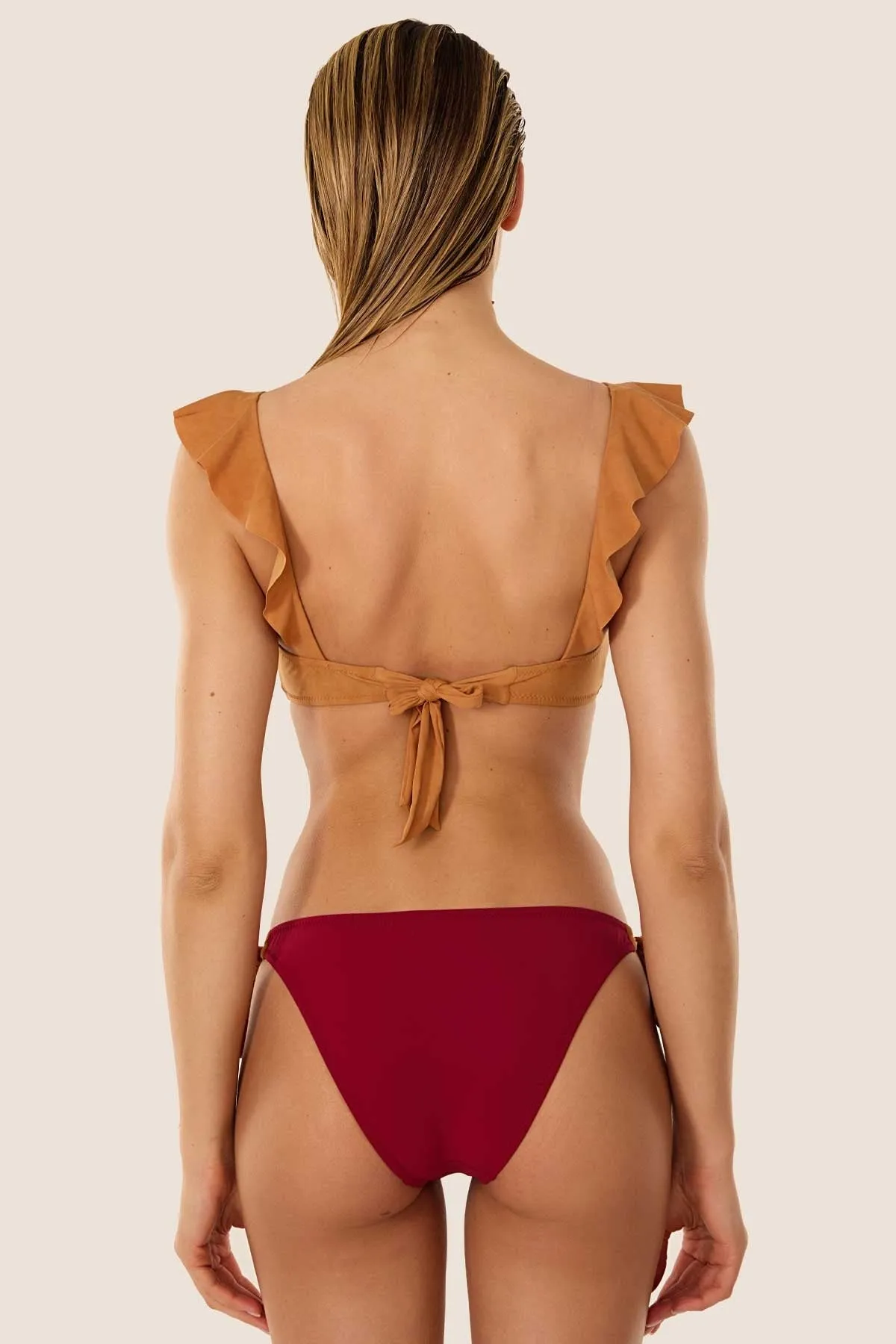 5400 Burgundy Ruffled Bikini Set