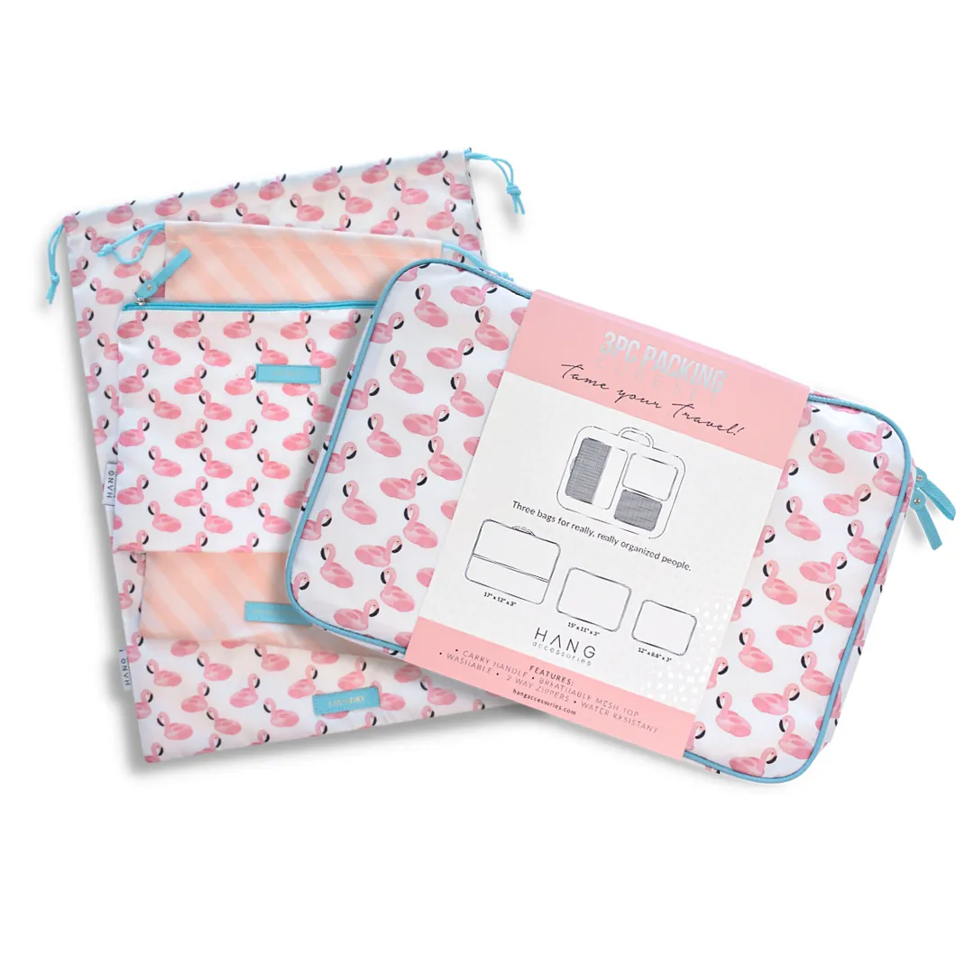 6 Piece Packing Cube & Bag Set Flamingo