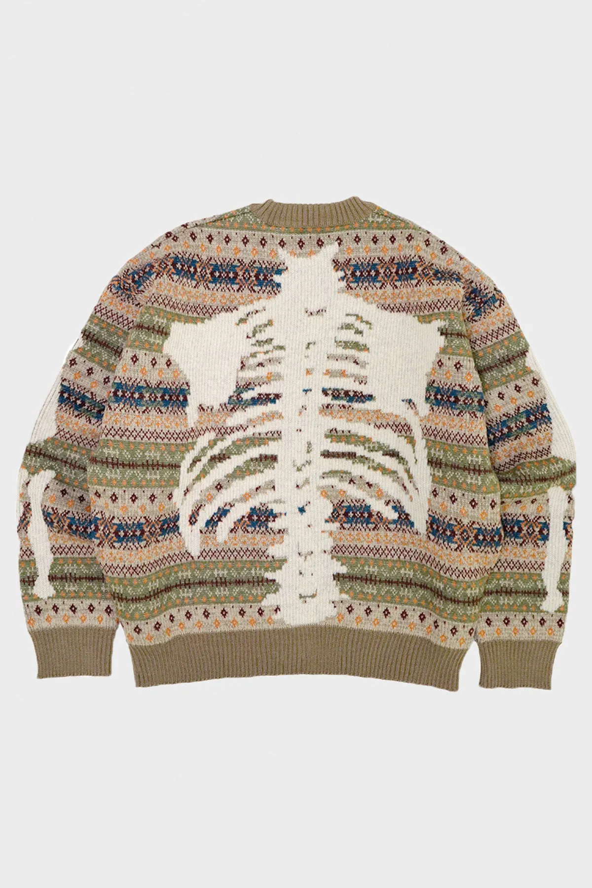 7G Wool FairIsle BONE Crew Sweater - Orange