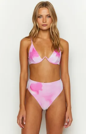 9.0 Swim Majorca Pink Print High Waisted Bikini Bottom