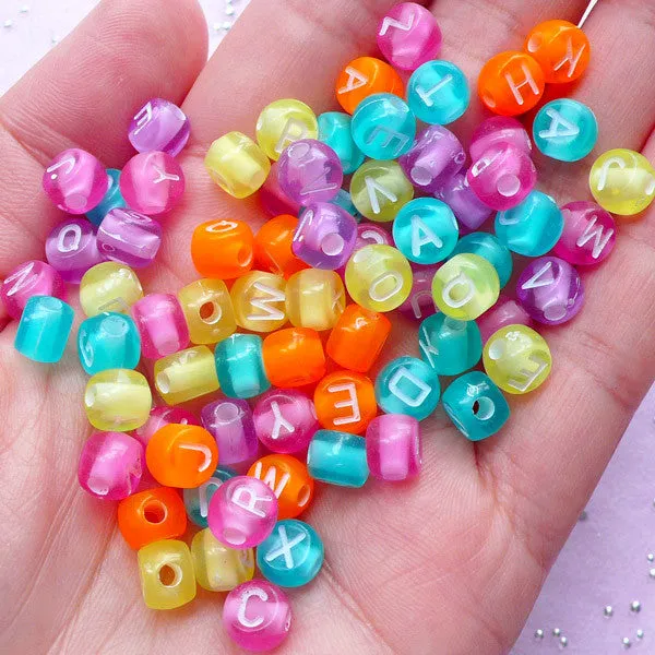 Acrylic Alphabet Beads | Letter Bead | Name Jewelry Making (You Pick Letters or We Pick By Random / 7mm / Translucent Colorful Mix)