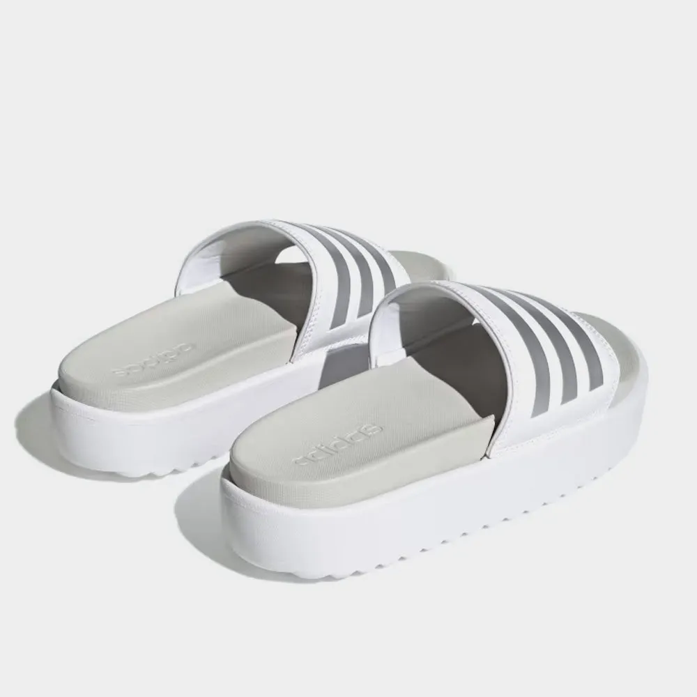 Adidas Womens Adilette Platform White/Silver _ 181944 _ White