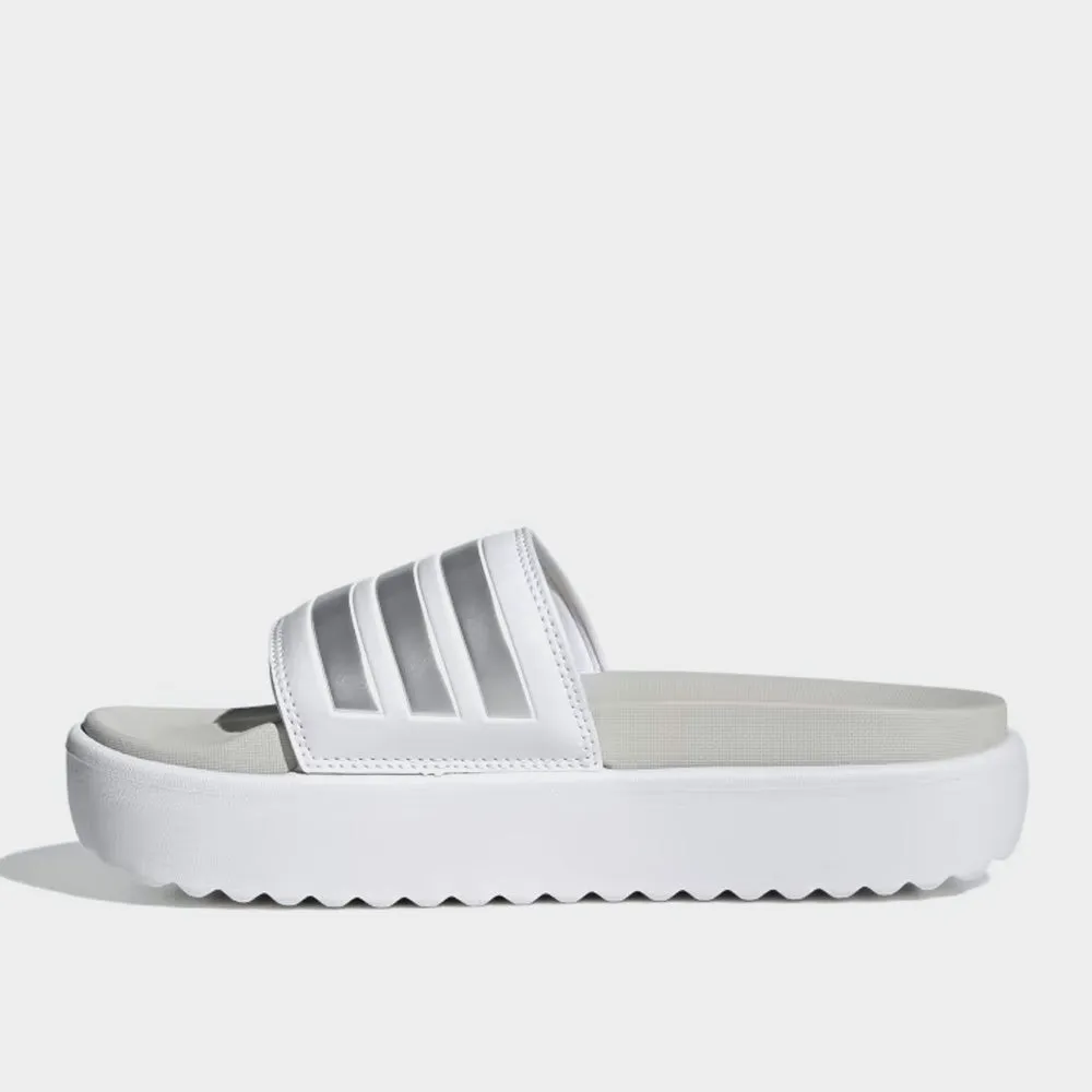 Adidas Womens Adilette Platform White/Silver _ 181944 _ White