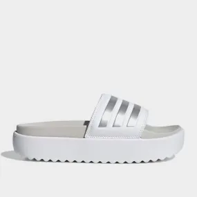 Adidas Womens Adilette Platform White/Silver _ 181944 _ White