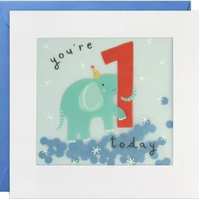 Age  1 Elephant Paper Shakies Card