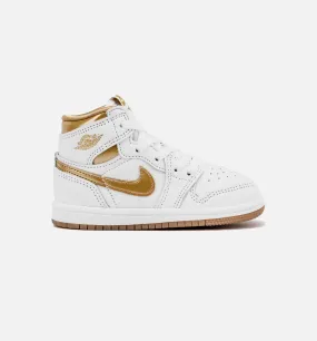 Air Jordan 1 Retro High OG White and Gold Infant Toddler Lifestyle Shoe - White/Metallic Gold/Light Brown