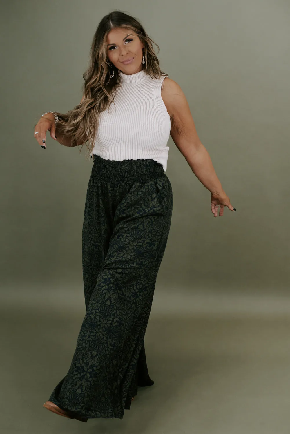 All She Wrote Wide Leg Pant , Navy/Olive