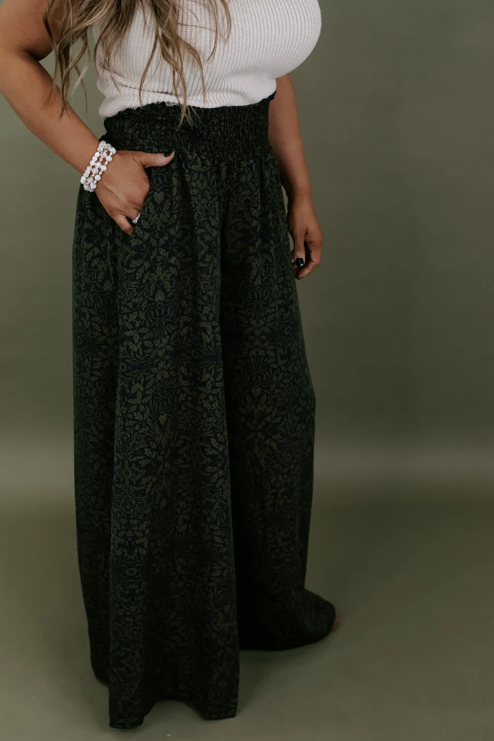 All She Wrote Wide Leg Pant , Navy/Olive