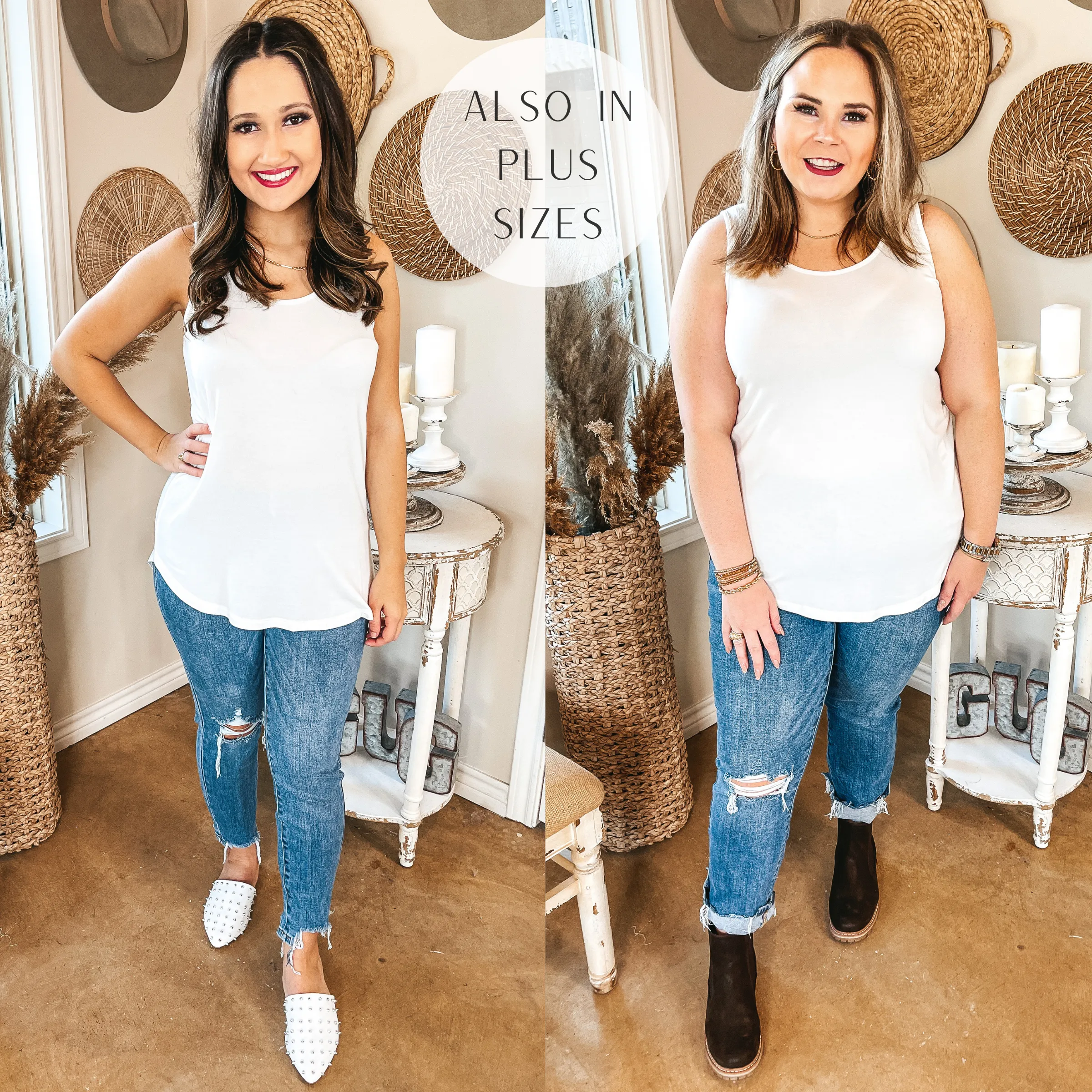 Always On Time Scoop Neck Tank Top in Ivory