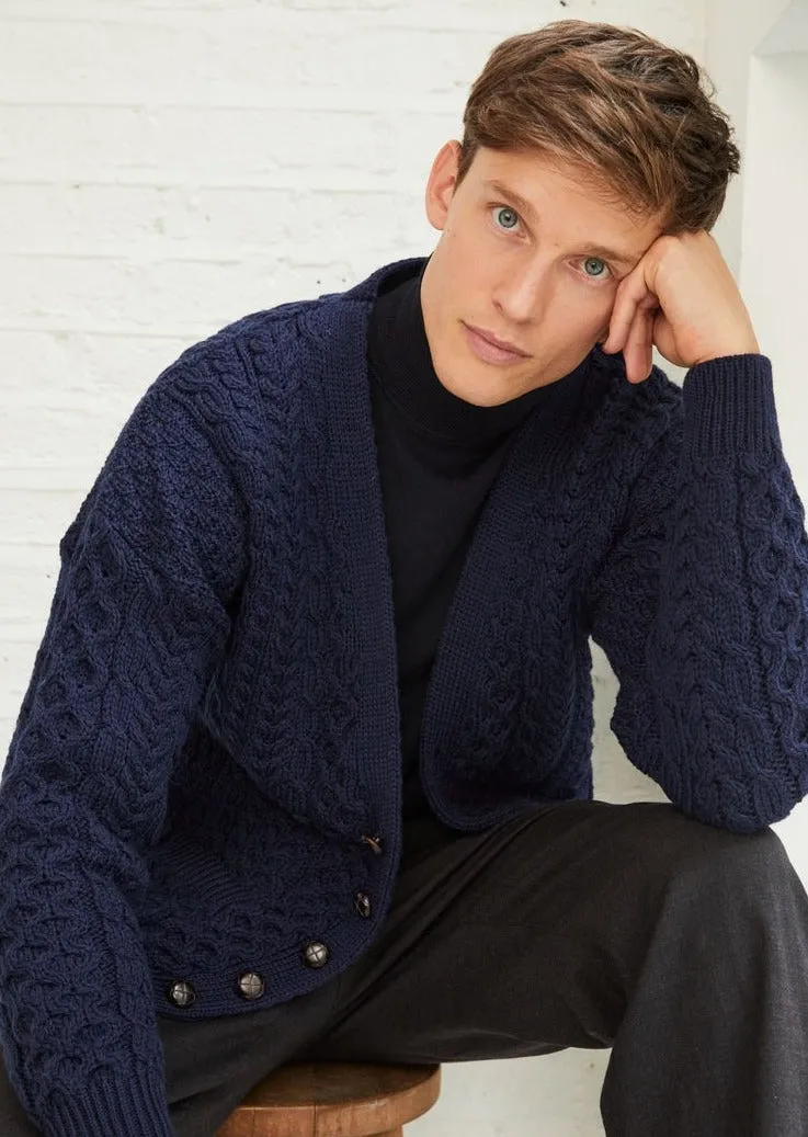 Aran Men's V-Neck Cardigan | Navy