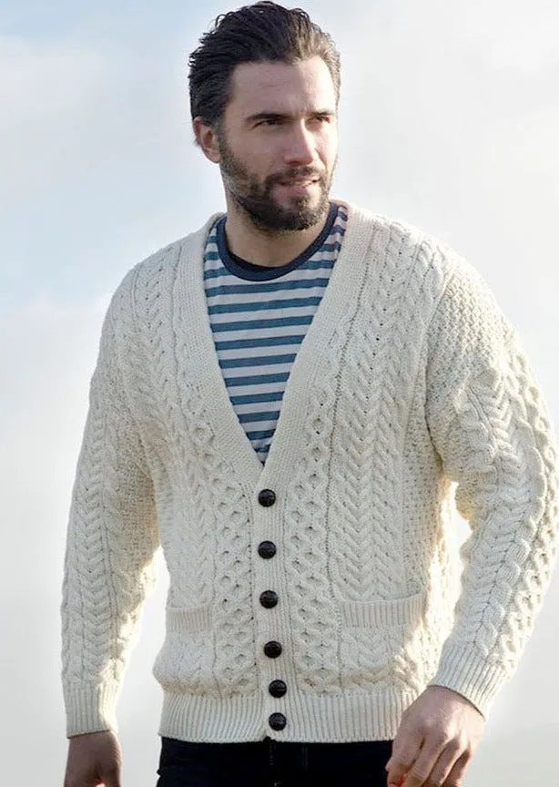 Aran V-Neck Cardigan | Natural