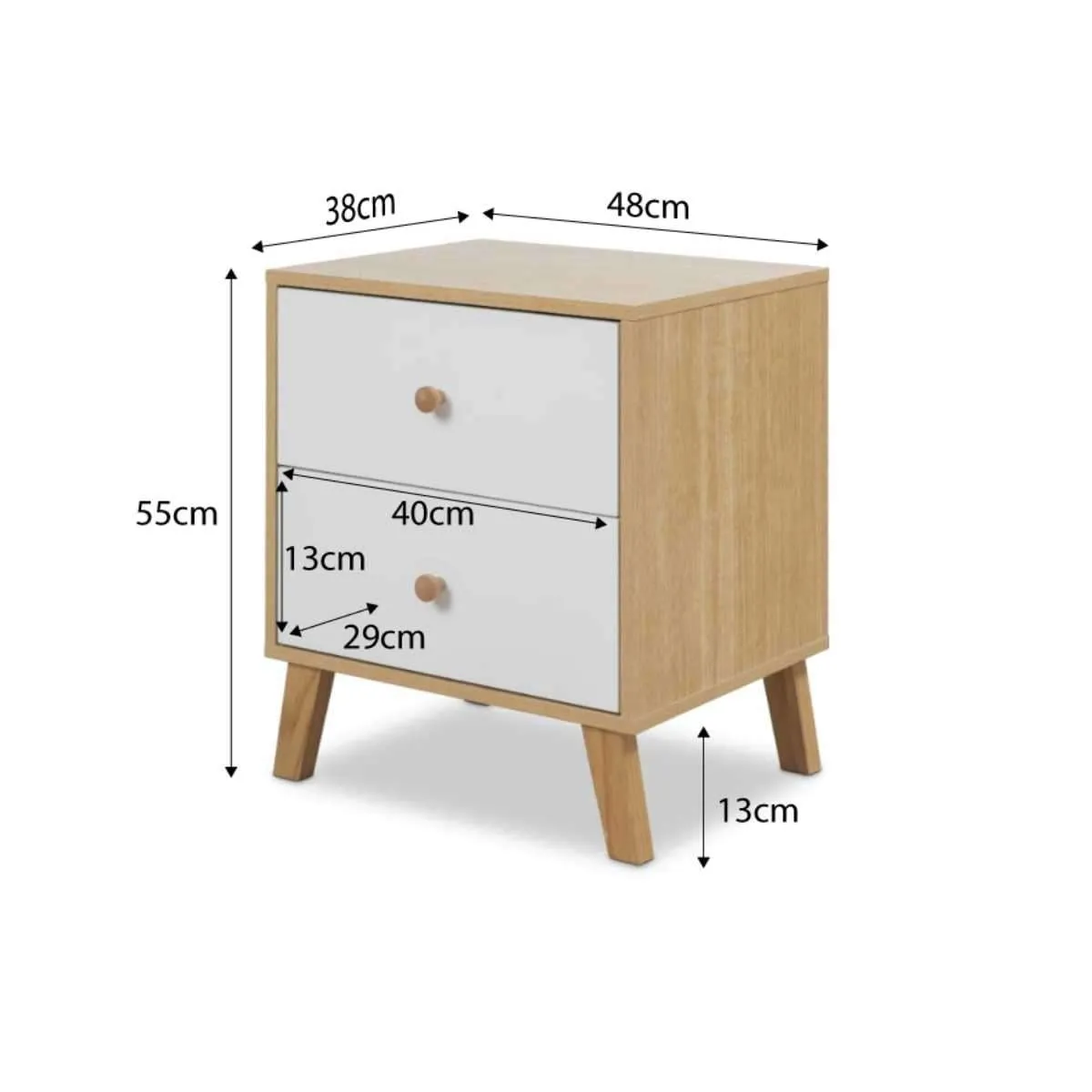 Aspen Bedside Table - White/Natural