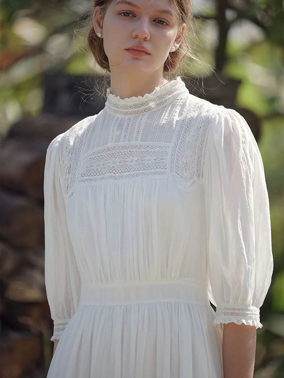 Averie Lace Panel White Dress