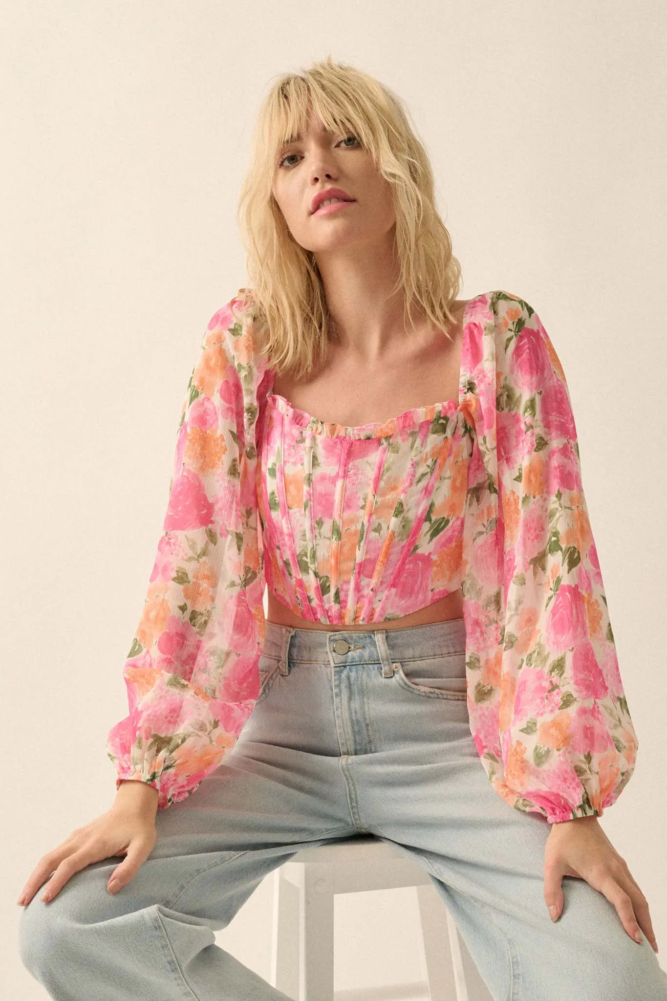 Awesome Blossom Floral Off-Shoulder Corset Top