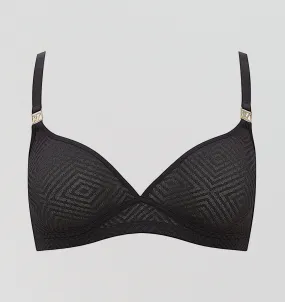 Aztec lace non wired bralette [Black]