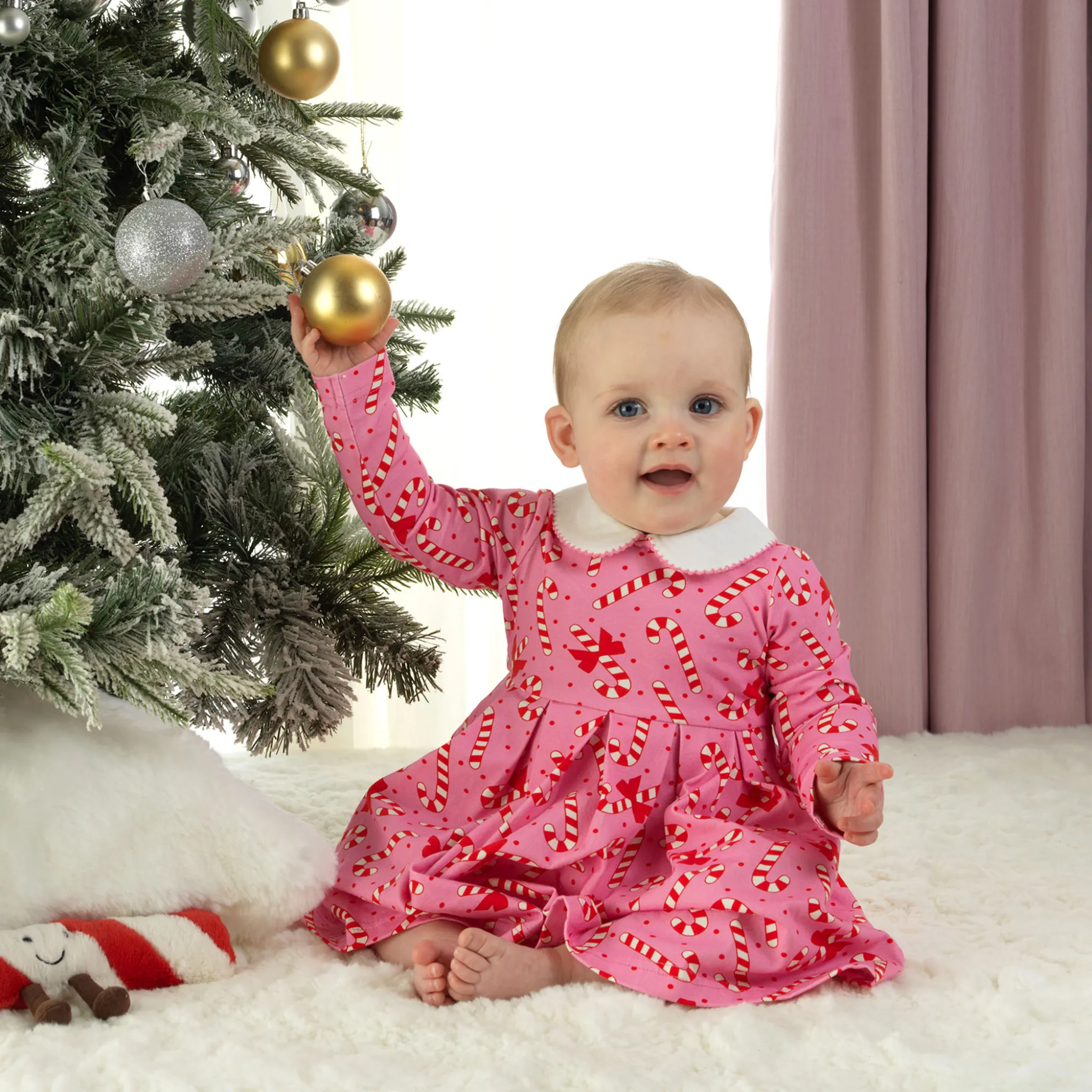 Baby Girl Candy Cane Jersey Dress