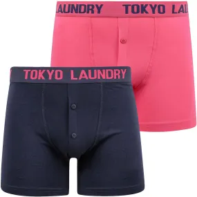 Bancroft (2 Pack) Boxer Shorts Set in Medieval Blue / Beetroot Pink - Tokyo Laundry