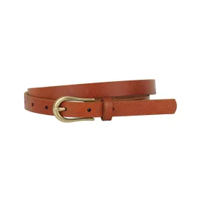 Basic Skinny Leather Belt with Equestrian Buckle