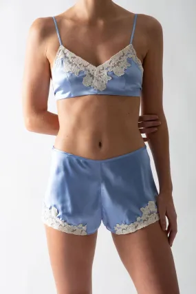 Bella Scalloped Lace Silk Bralette - Periwinkle