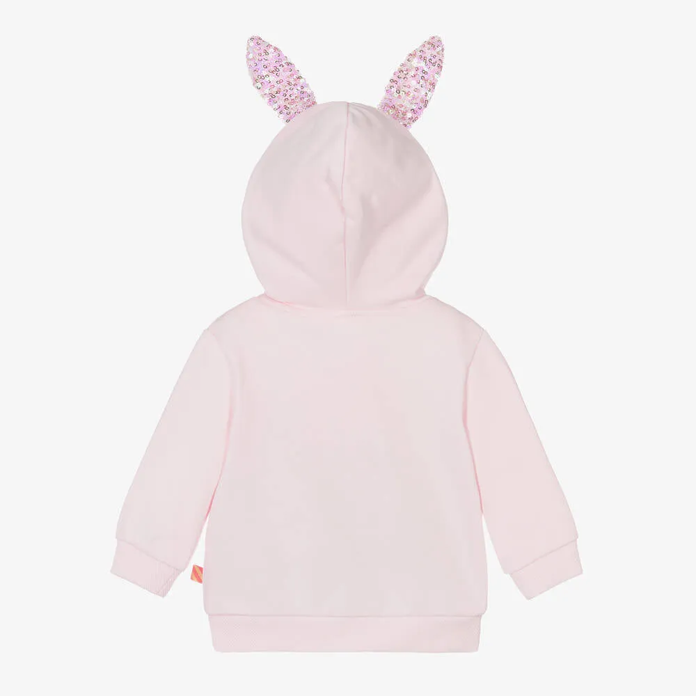 Billieblush Baby Girls Pink Cotton Bunny Zip-Up Cardigan