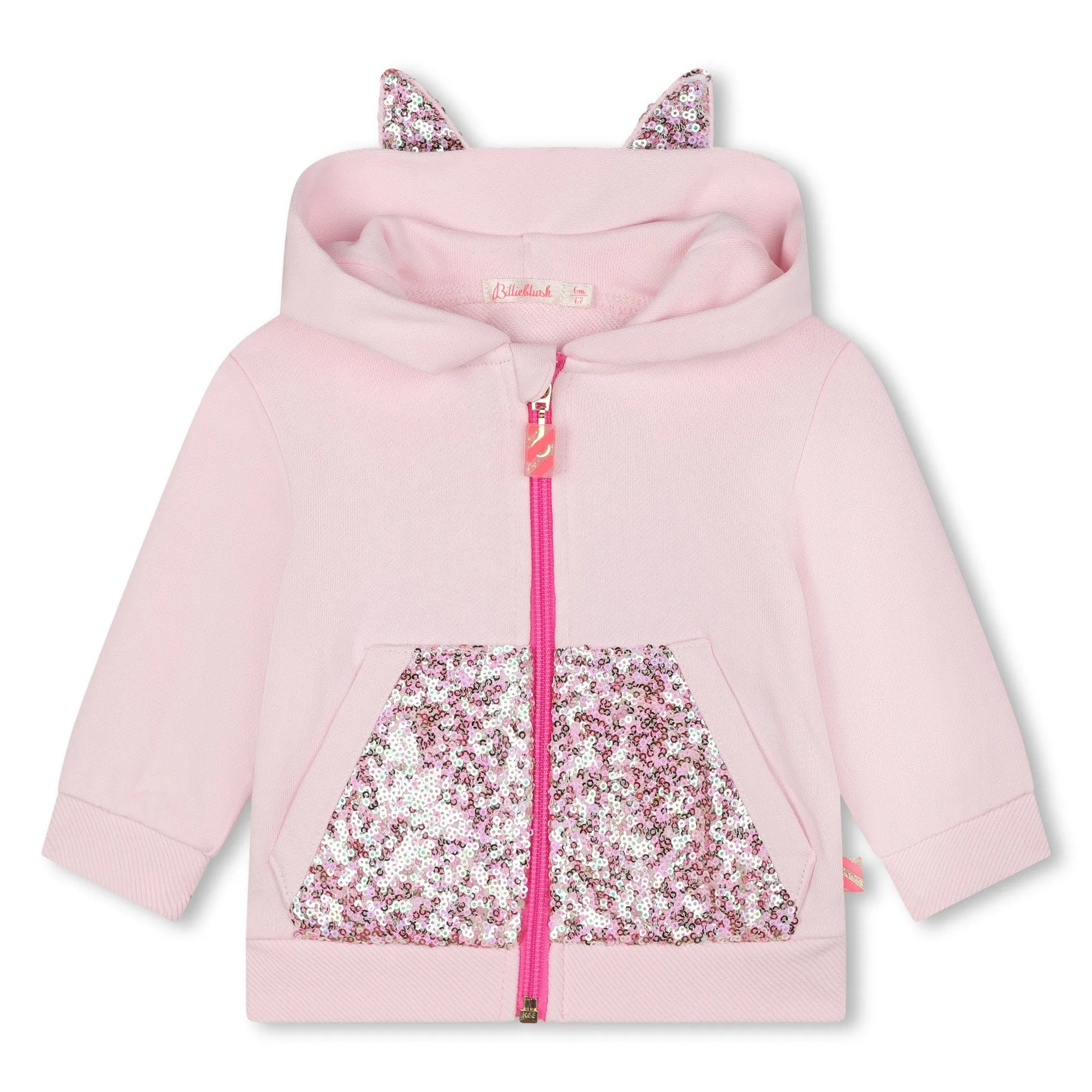 Billieblush Baby Girls Pink Cotton Bunny Zip-Up Cardigan