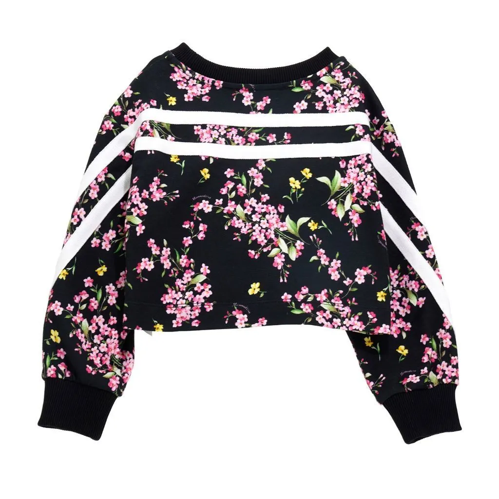 Black Floral Print Sweatshirt