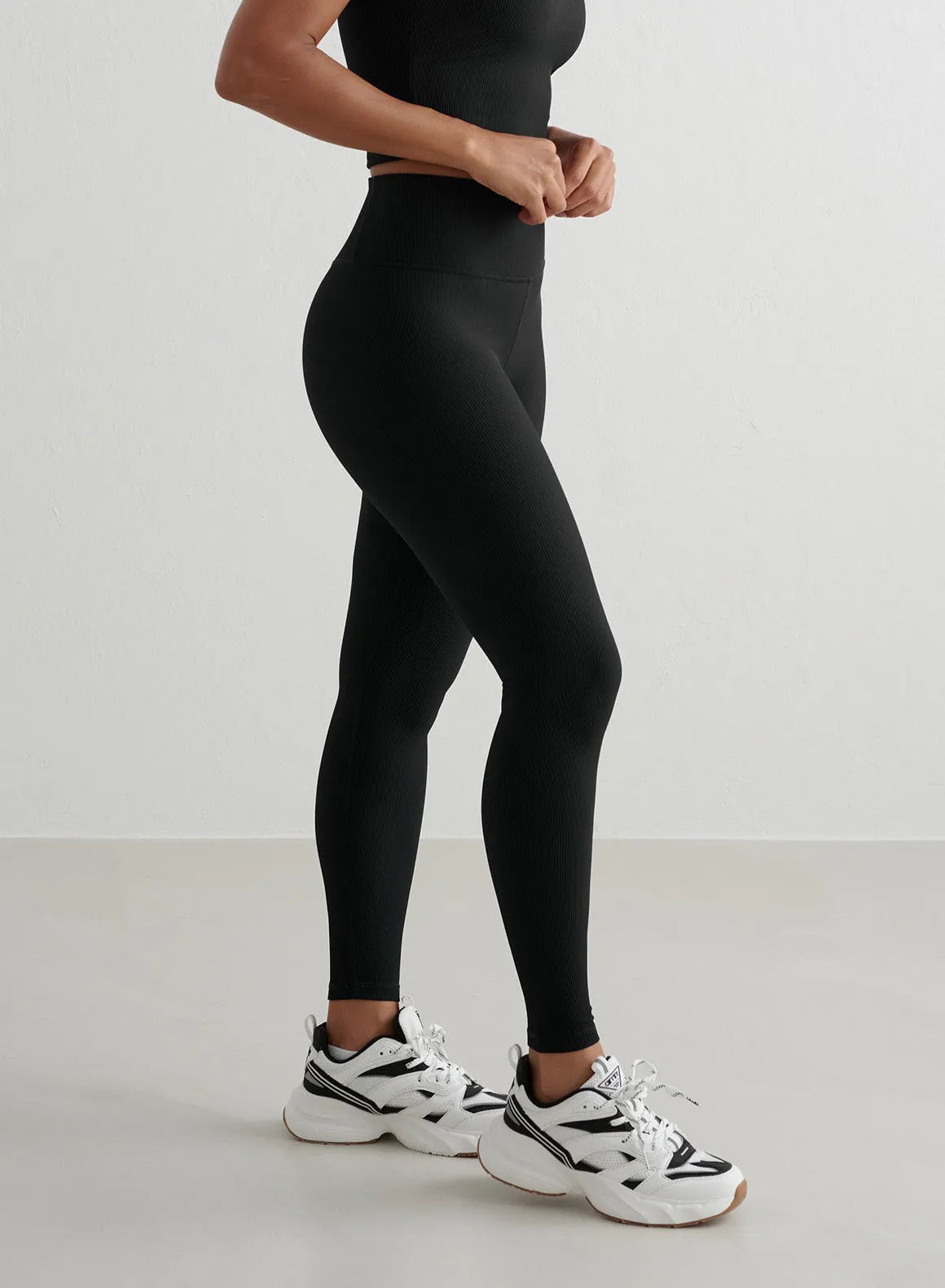 Black Ribbed Performance Tights