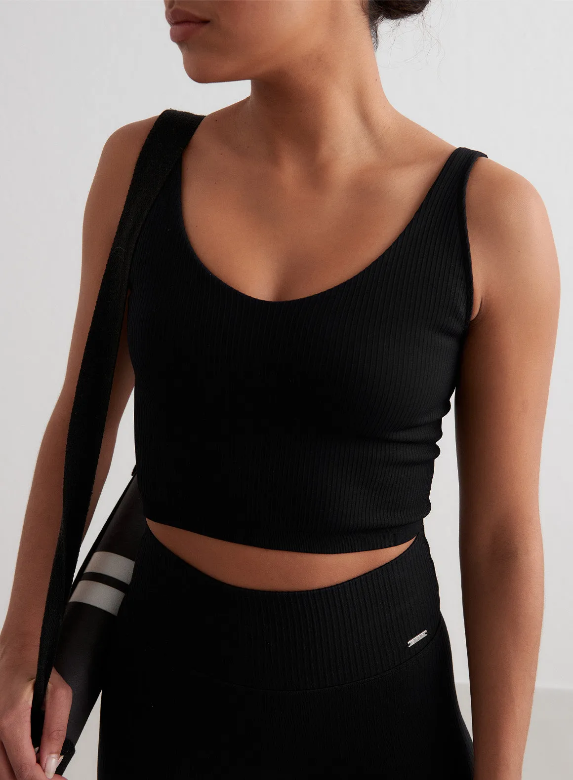 Black Ribbed Seamless Bralette