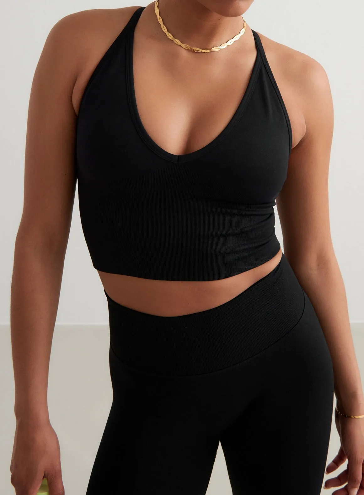 Black Shape Seamless Cross Back Bralette