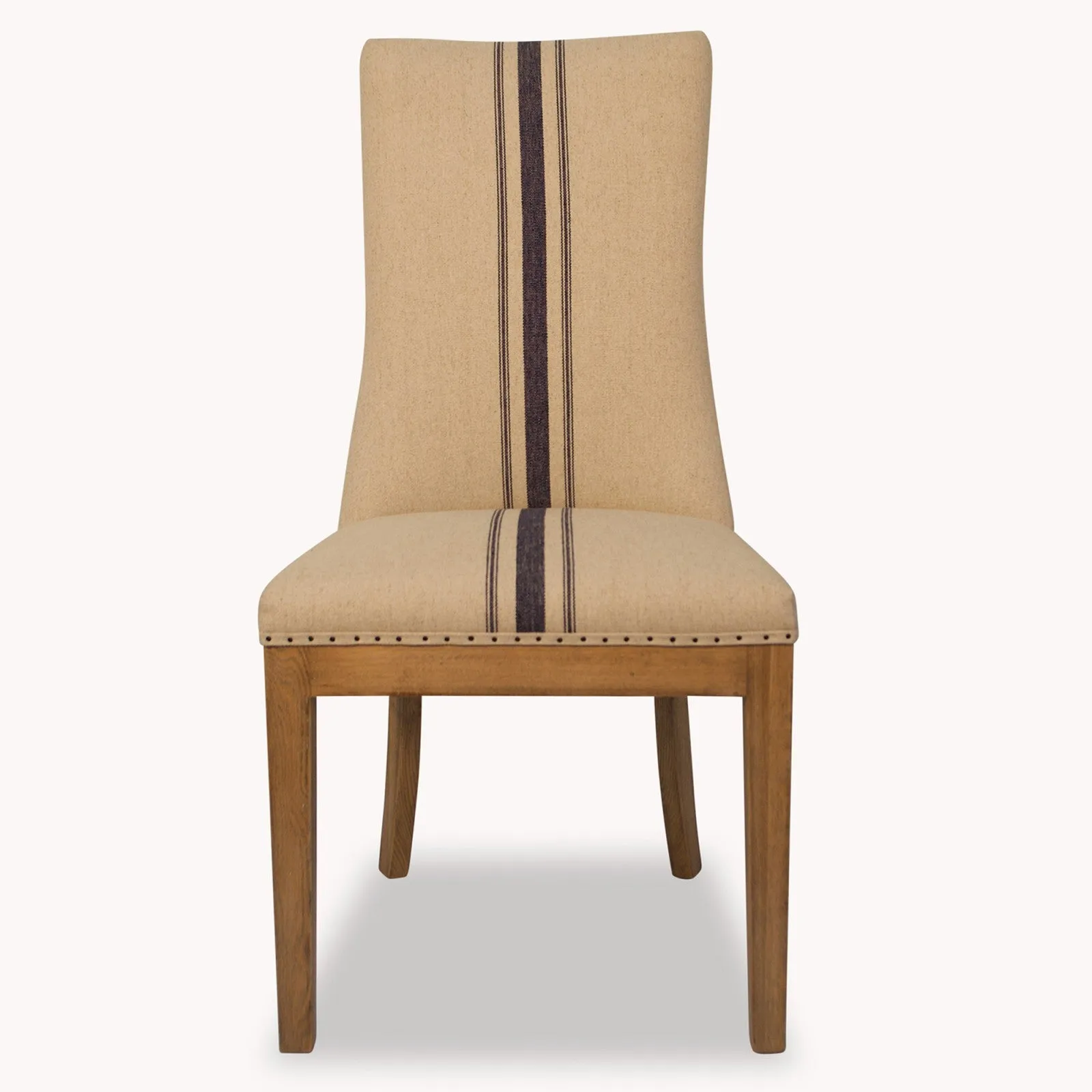 Blue Stripe and Oak Dining Chair