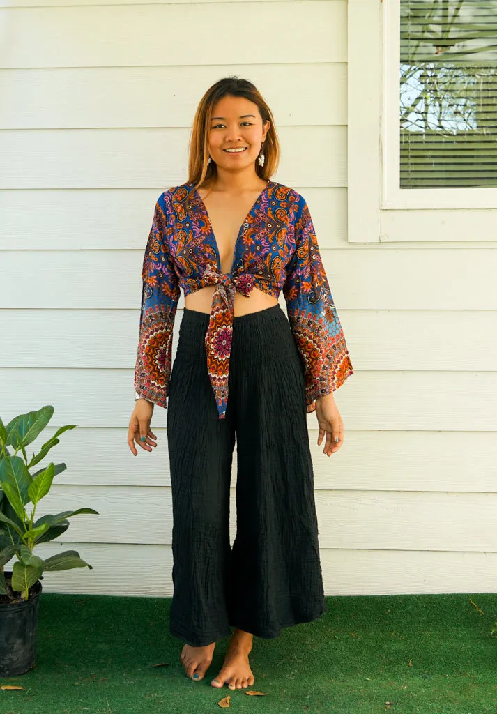 Bohemian Blue Mandala Wrap Top