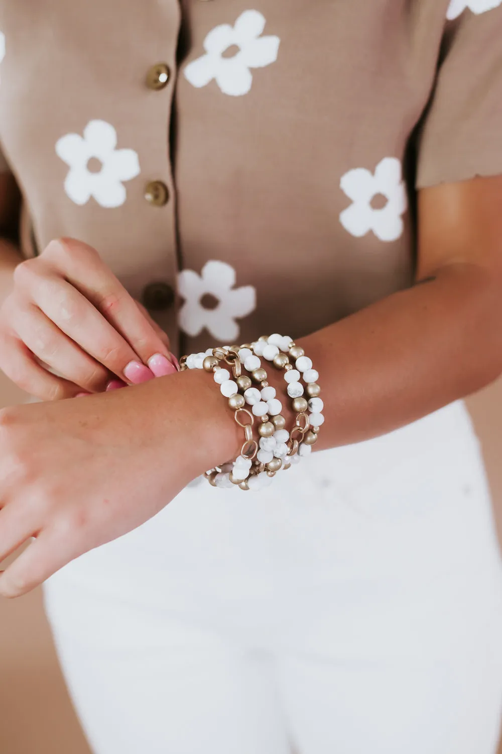 Brynn Bracelet Stack, White