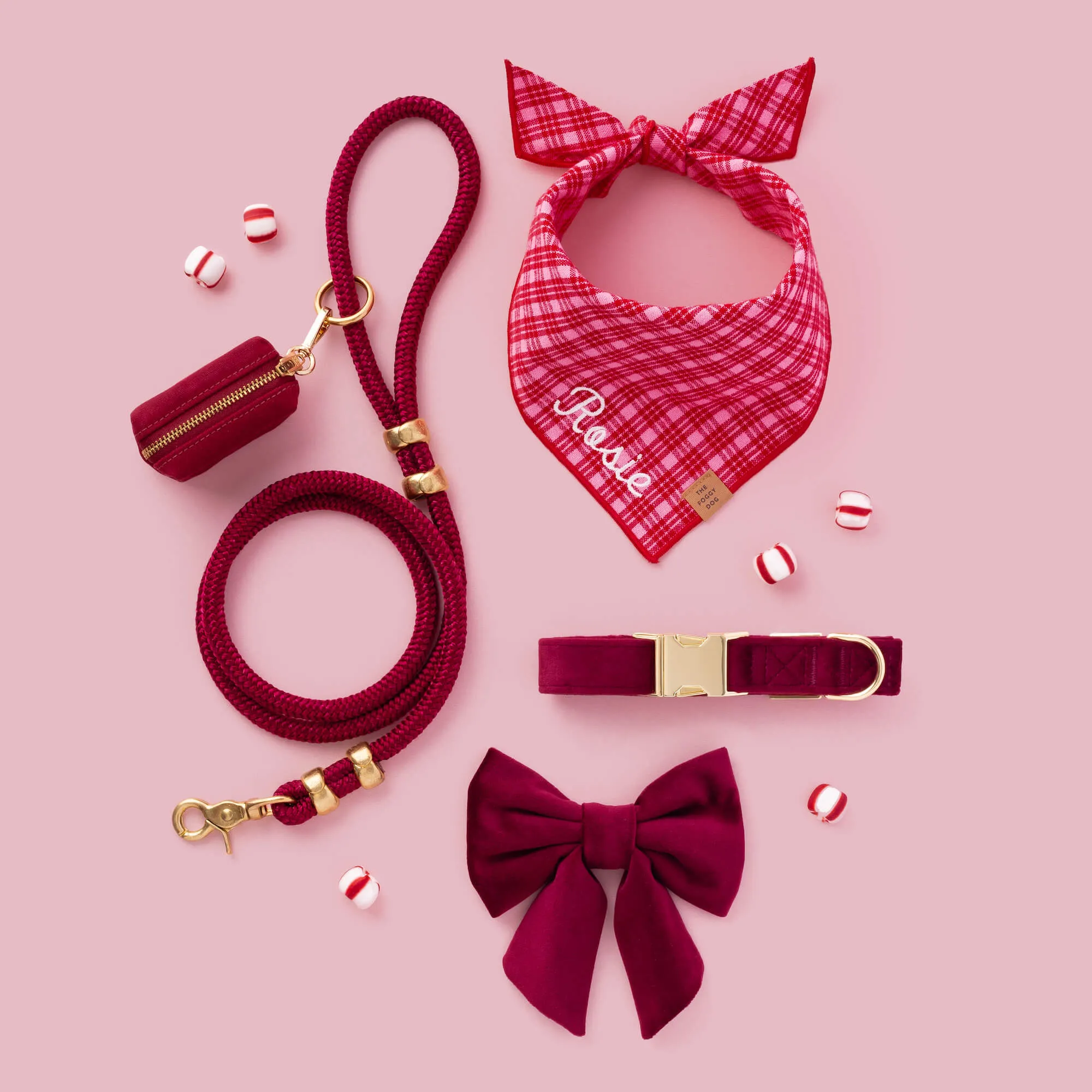 Burgundy Velvet Lady Dog Bow