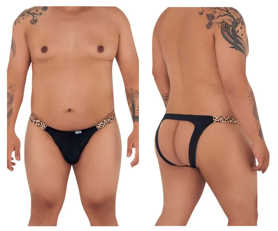 CandyMan 99536X Bikini Jockstrap Color Black-Animal Print